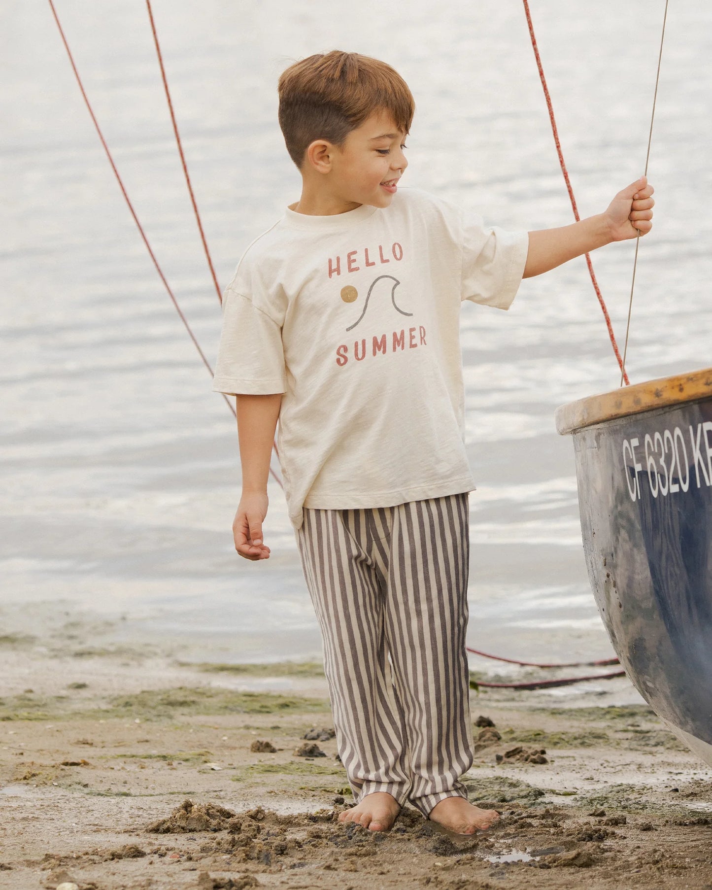 Baby-Summer Tee/Charcoal Stripe Pant