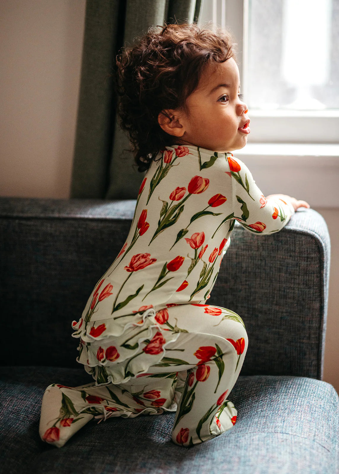 MB Ruffle Zip Footie - Tulip