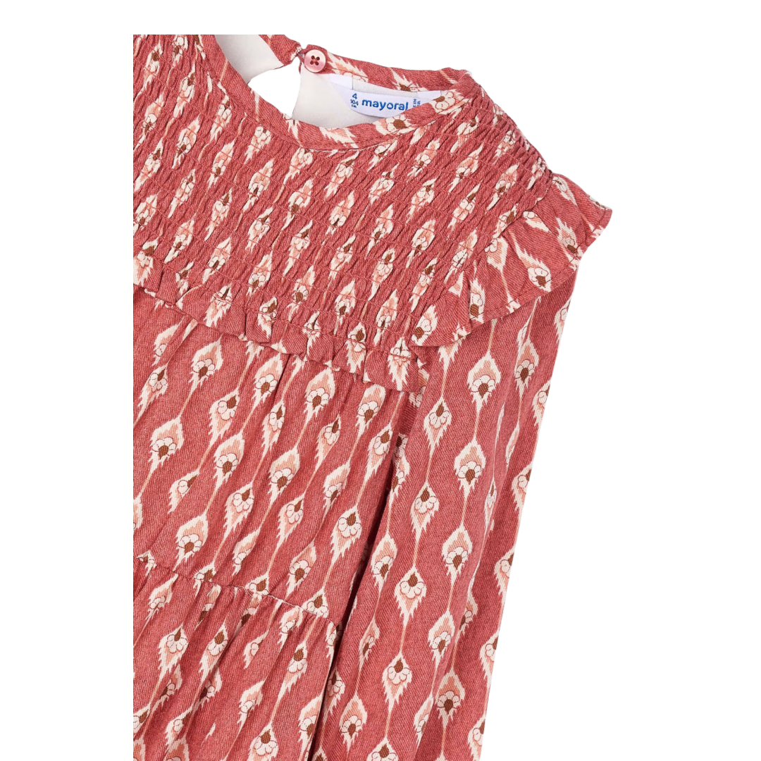 Printed Dress- Dark Red 4912