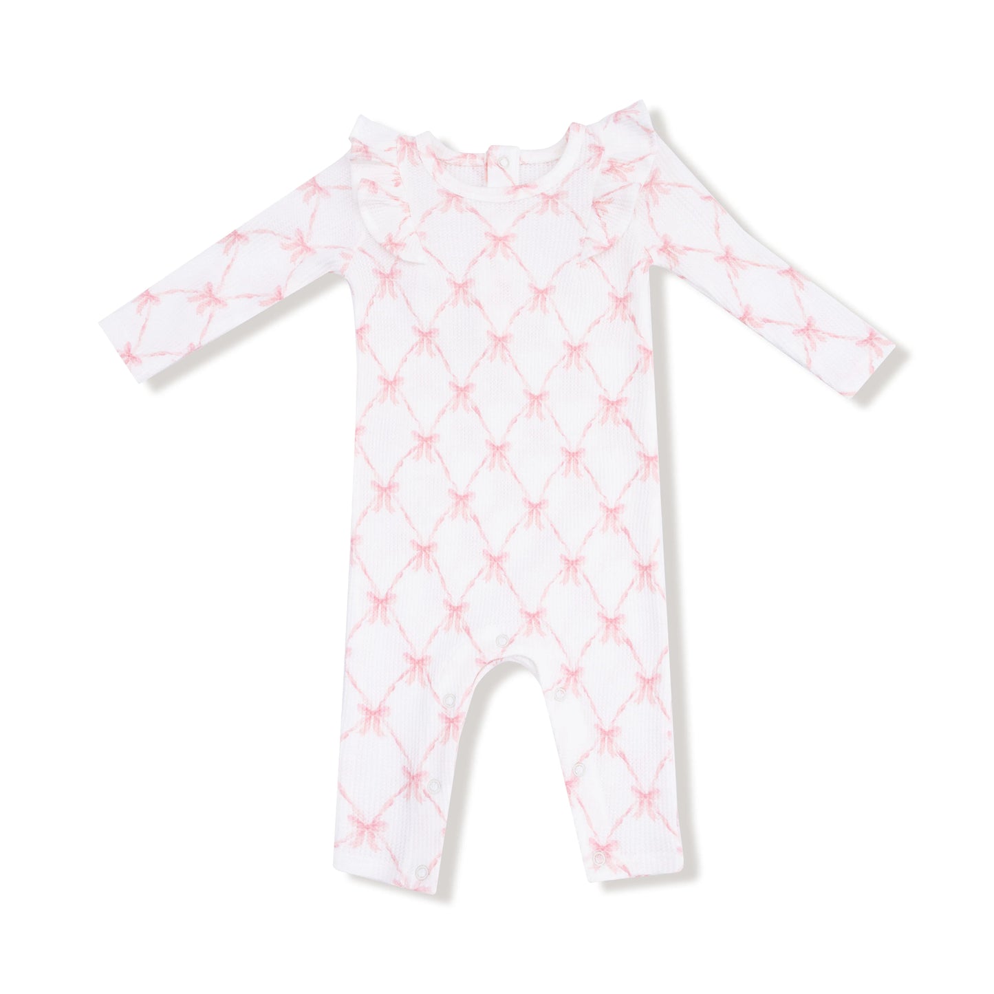 AD Ruffle Romper - Ribbon Bow Trellis