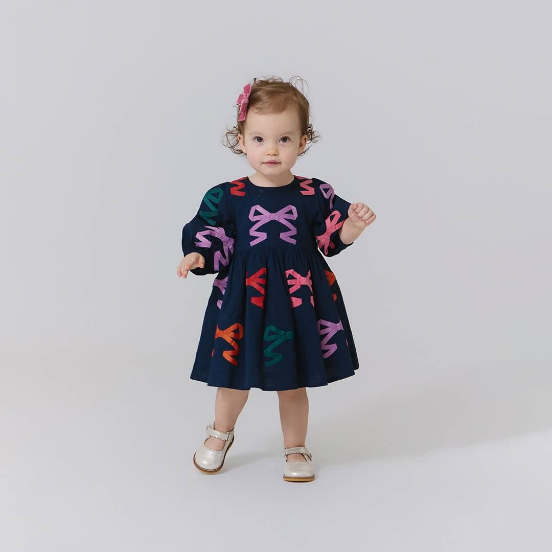 Baby Brooke Dress Set- Bow Applique
