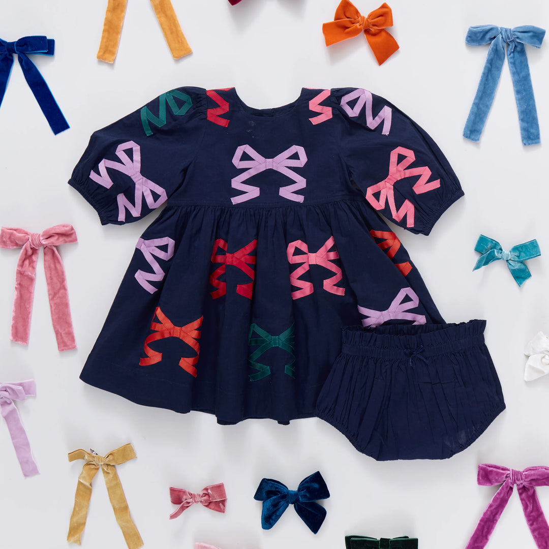 Baby Brooke Dress Set- Bow Applique