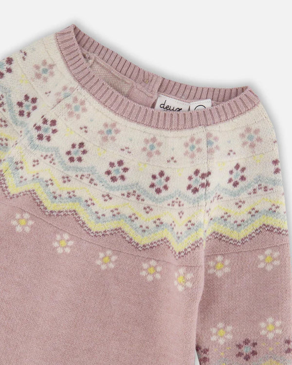 Jacquard Knit Romper- Lilac