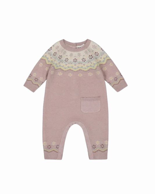 Jacquard Knit Romper- Lilac