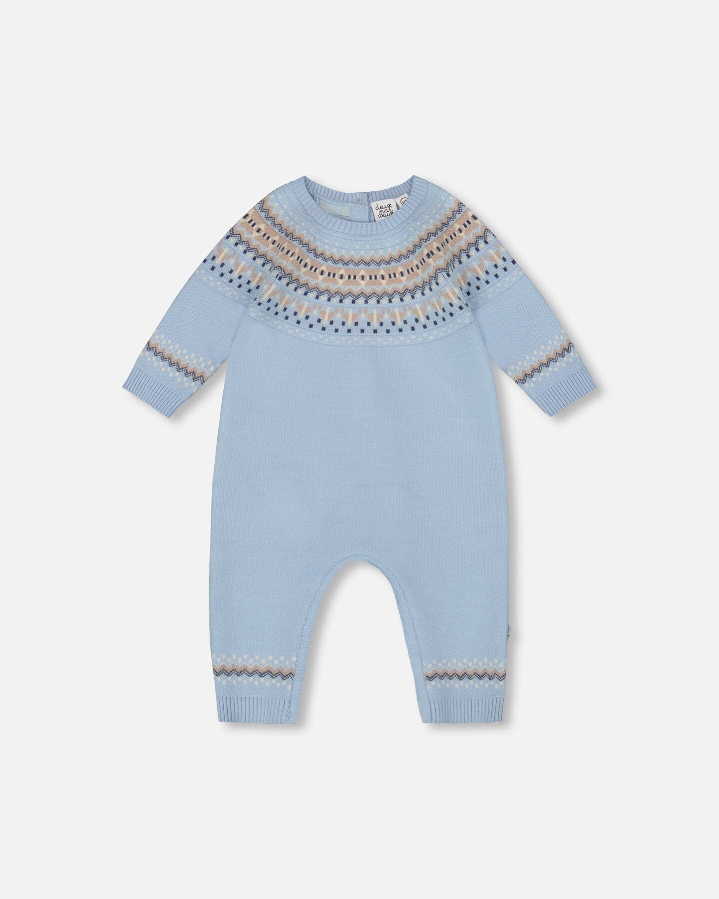 Jacquard Knit Romper- Blue