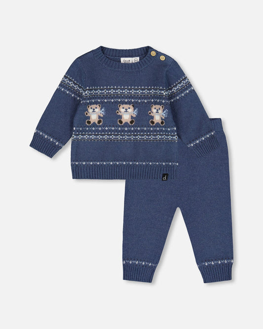 Knit Jacquard Set- Moonlight Blue