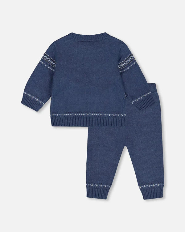Knit Jacquard Set- Moonlight Blue