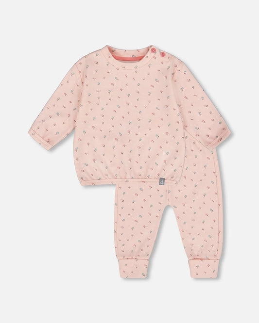 Cotton Set- Small Flowers on Pink