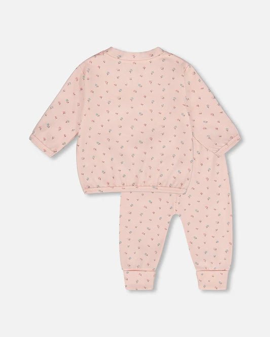 Cotton Set- Small Flowers on Pink