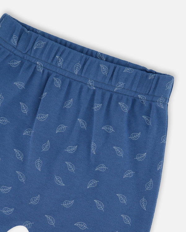 Cotton Set- Blue Printed Leaves