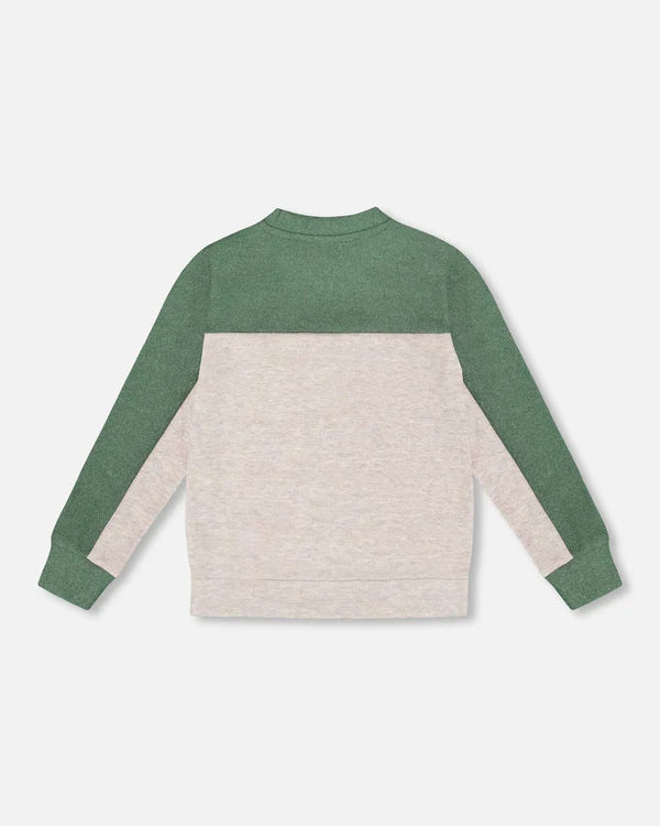 Color Block Top- Oatmeal/Green