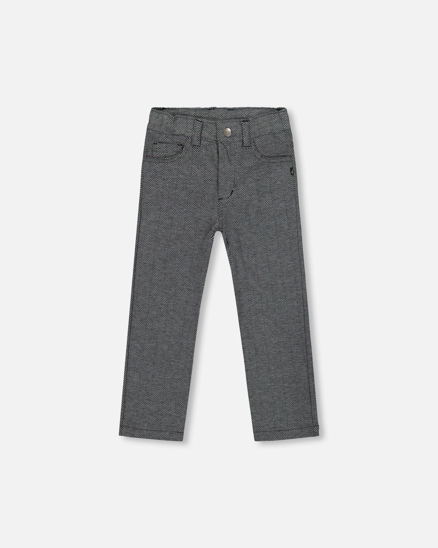 Stretch Jacquard Pant- Grey Herringbone