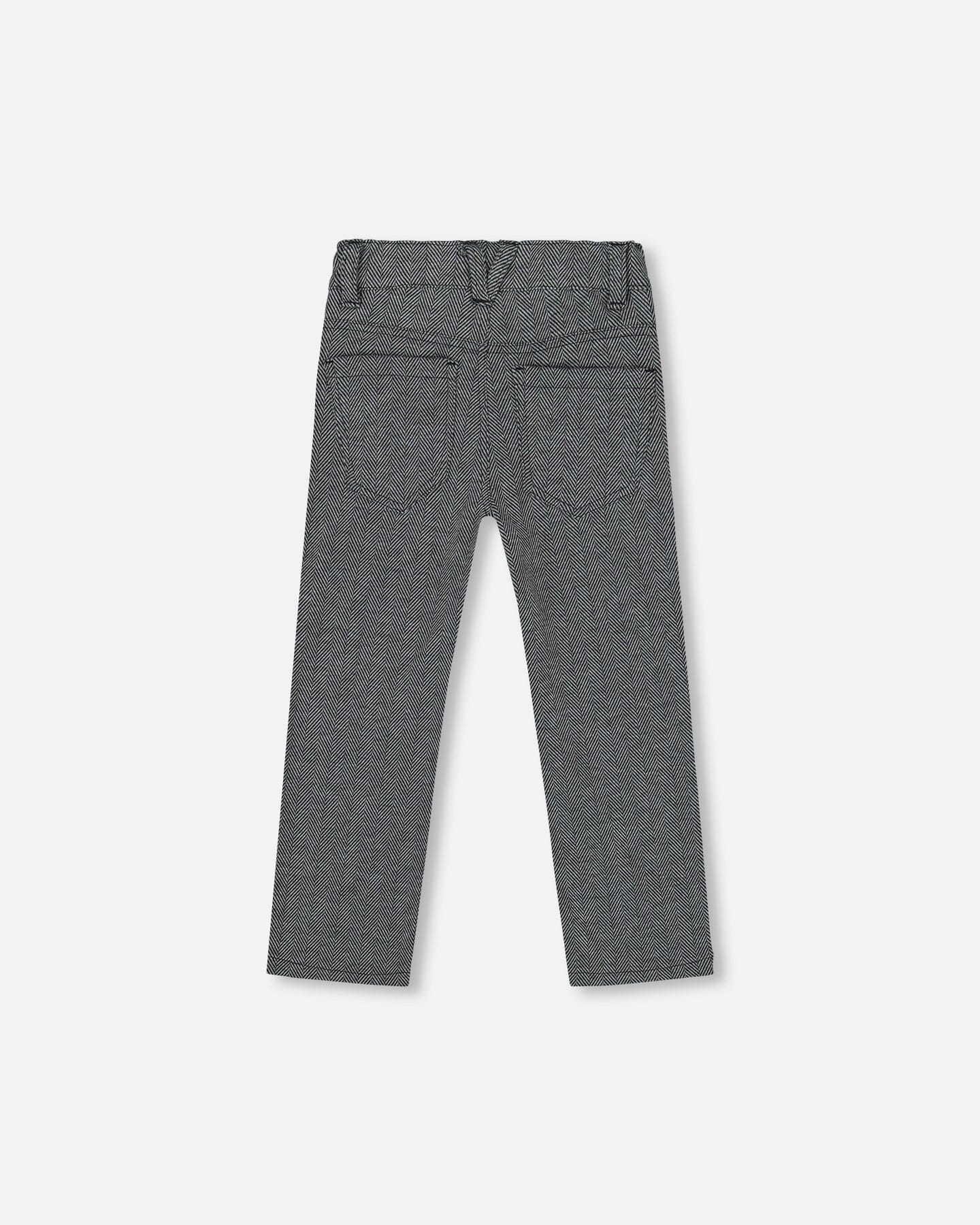 Stretch Jacquard Pant- Grey Herringbone