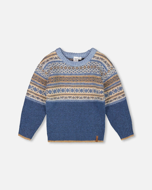 Sweater Norvegian Jacquard- Heather Blue