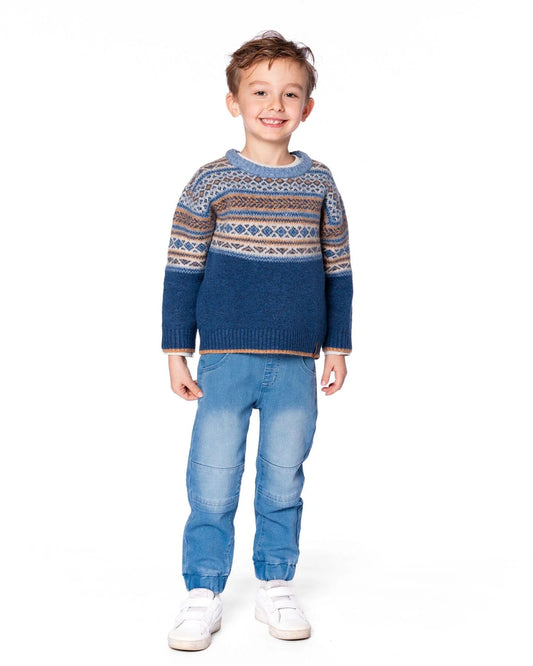 Sweater Norvegian Jacquard- Heather Blue