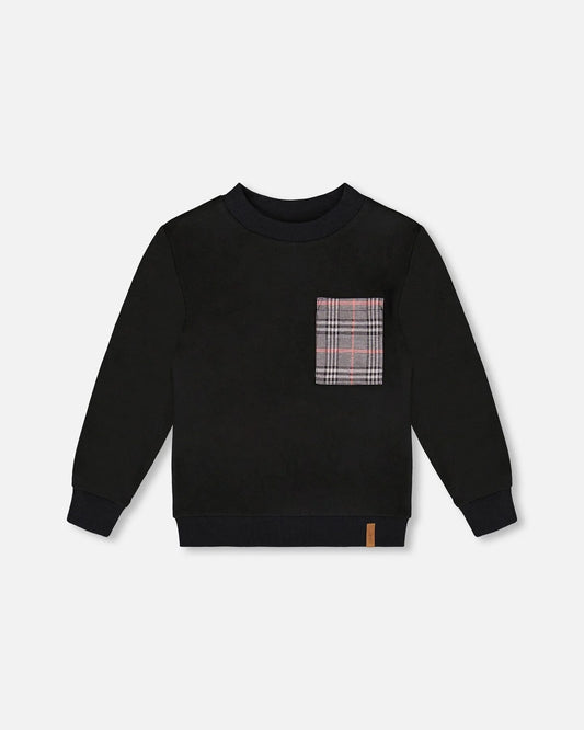 Black Top- Plaid Pocket