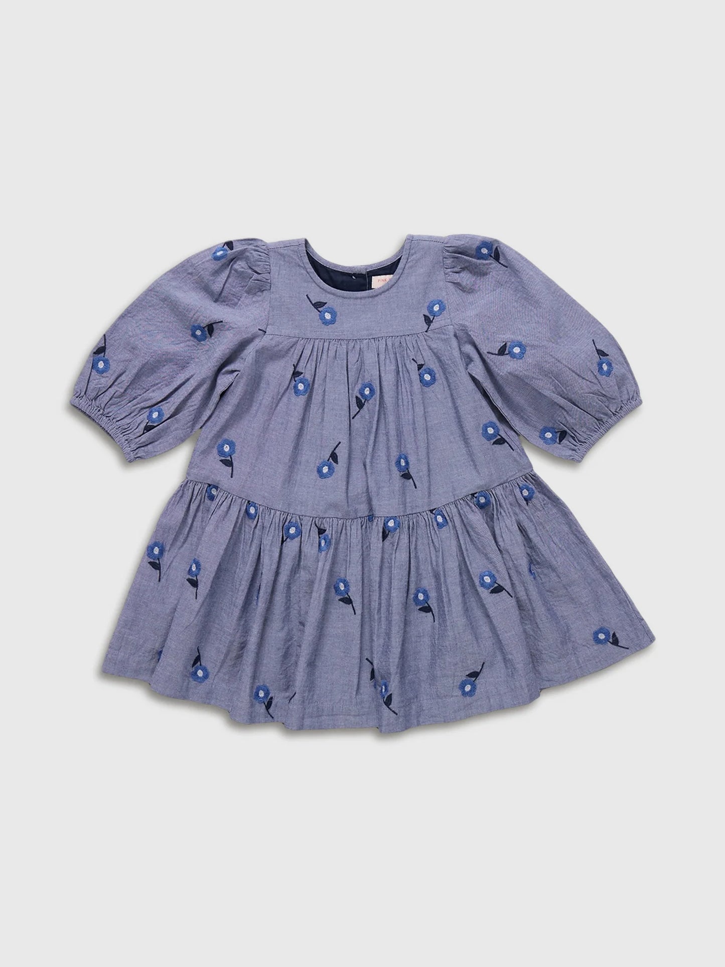 Fiona Dress - Blue Blossom Embroidery