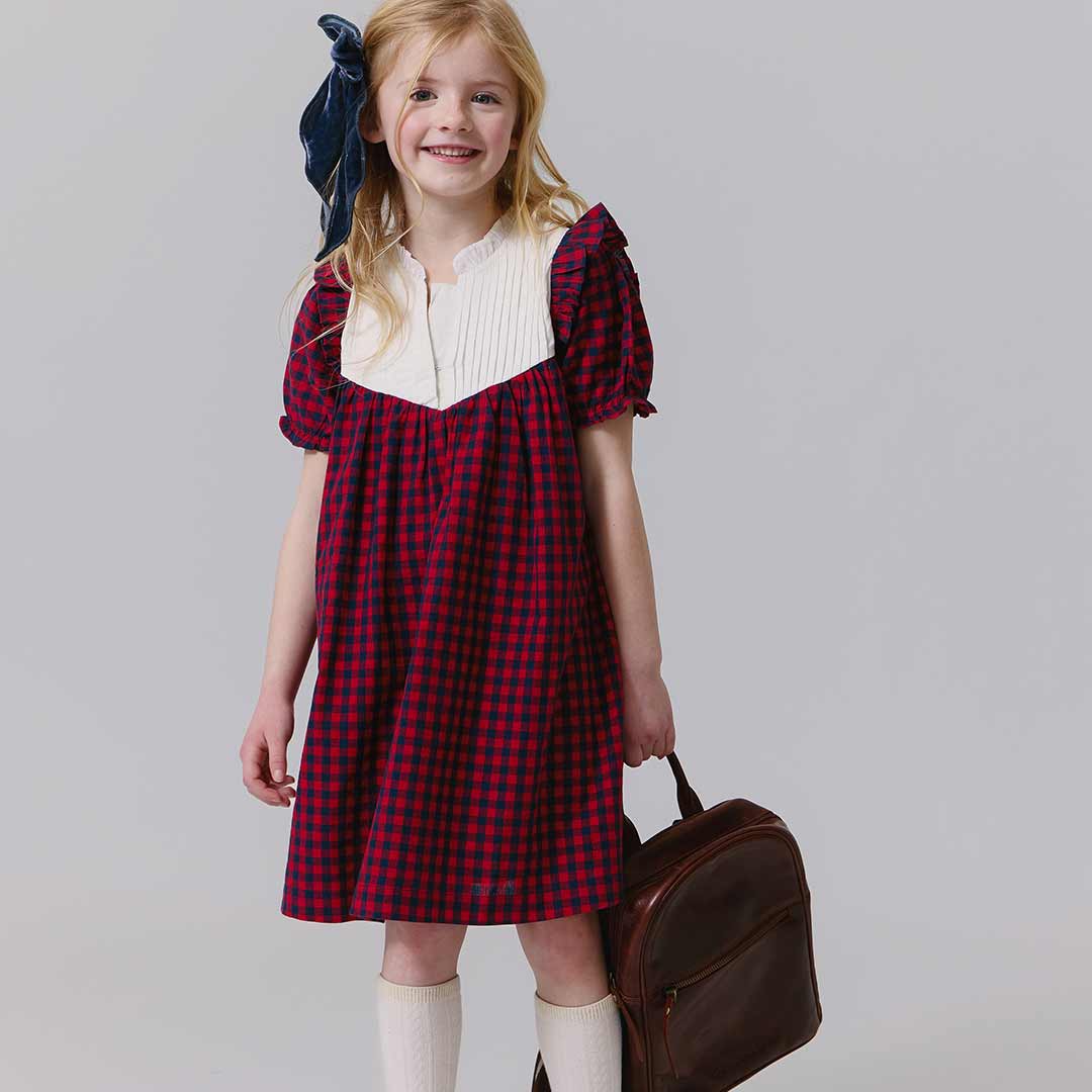 Imogen Dress - Red Blue Check