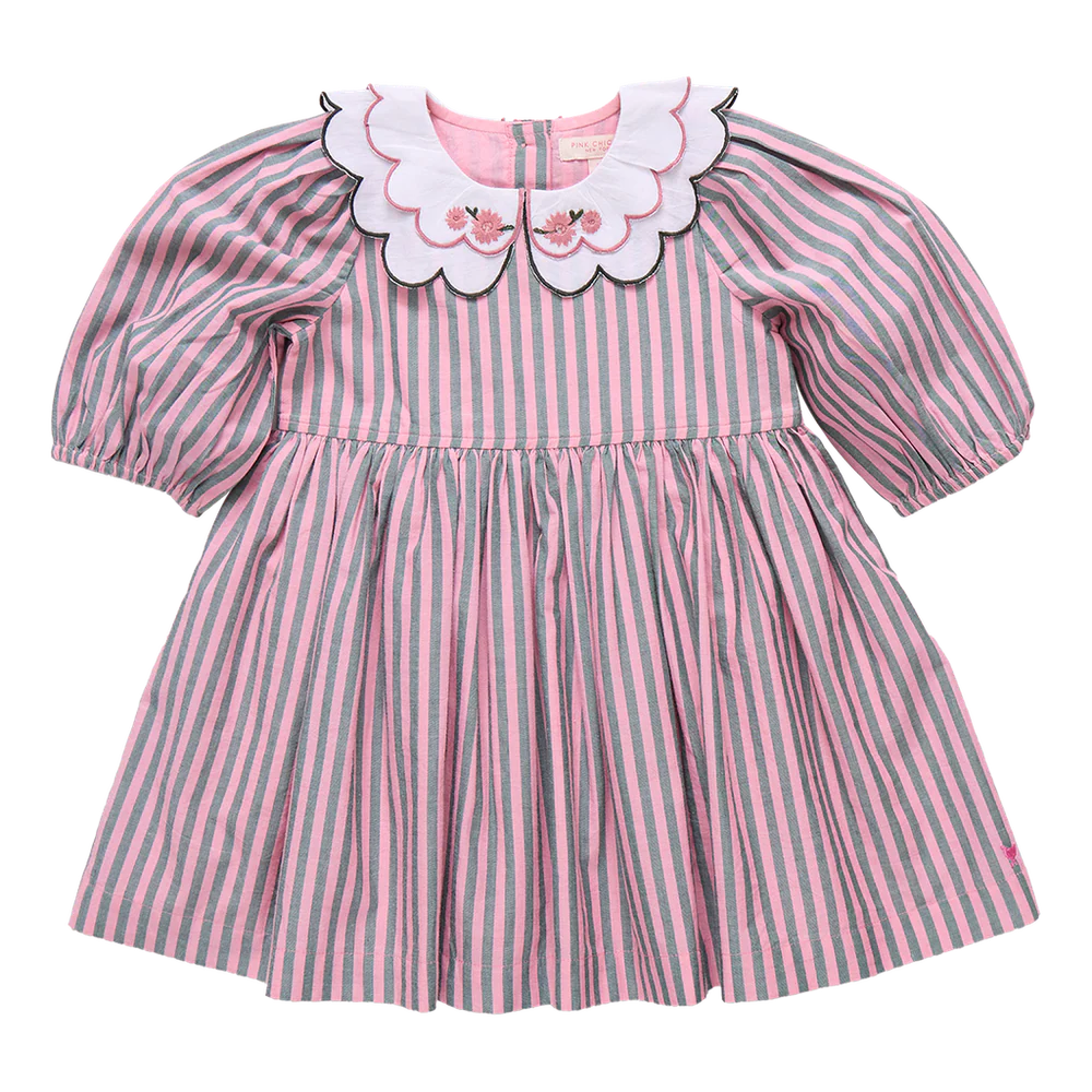 Darcy Dress - Pink Green Stripe