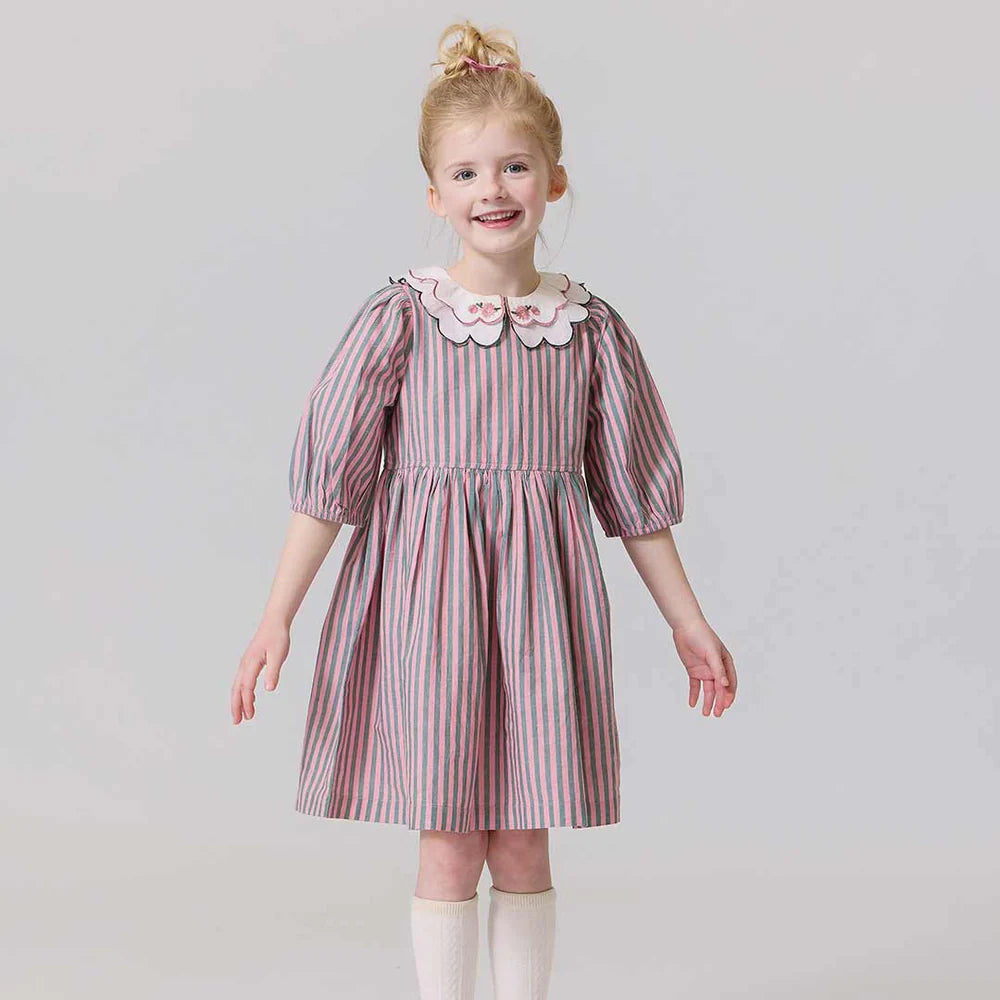 Darcy Dress - Pink Green Stripe