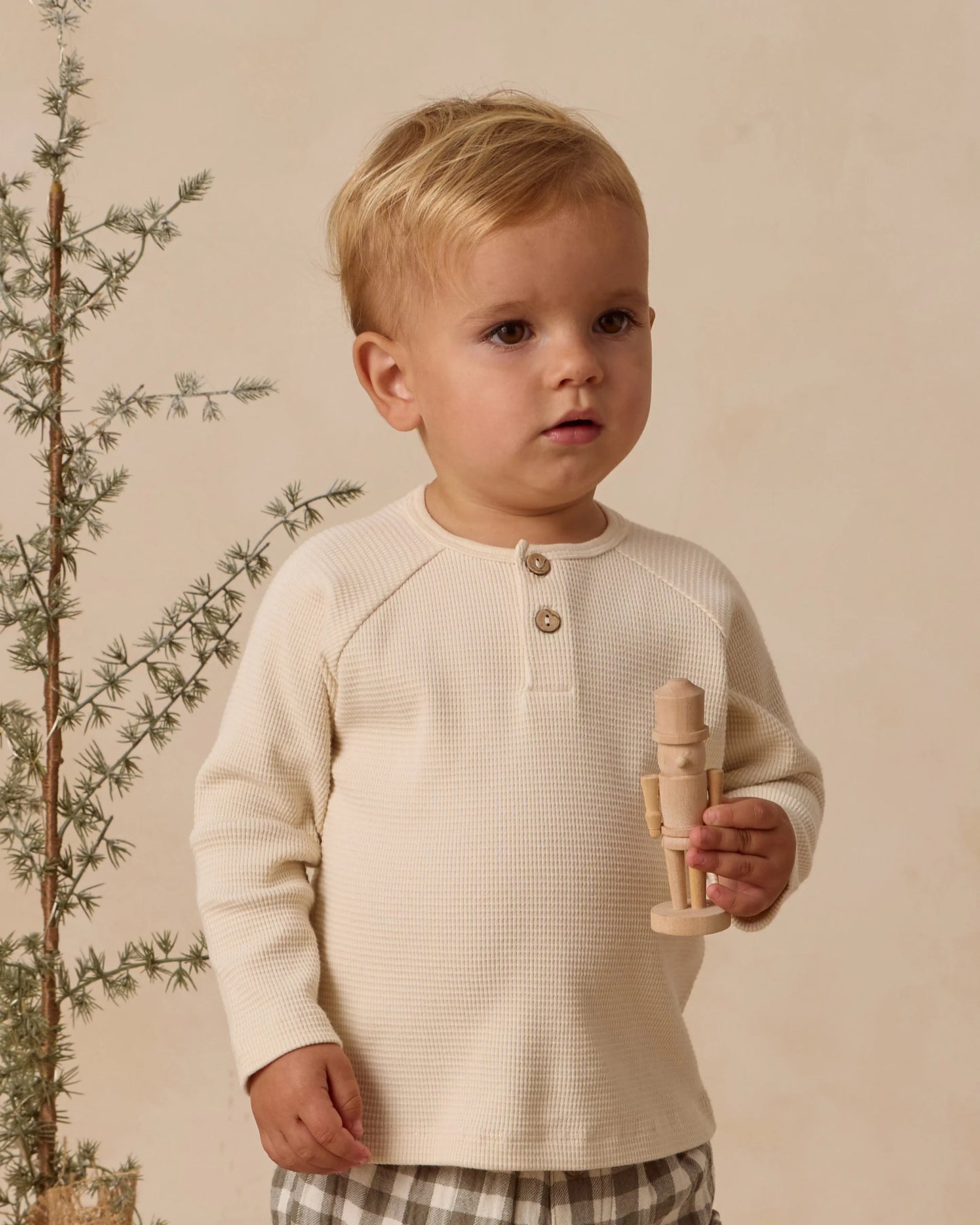 QM Henley + Luca Pant- Oatmeal/Forest Check