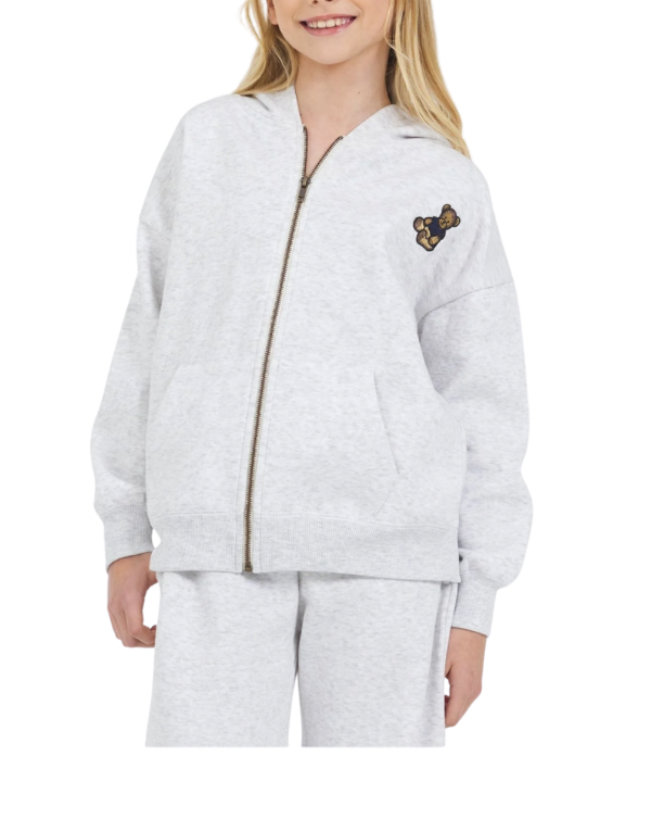 Bear Zip Hoodie- Gray