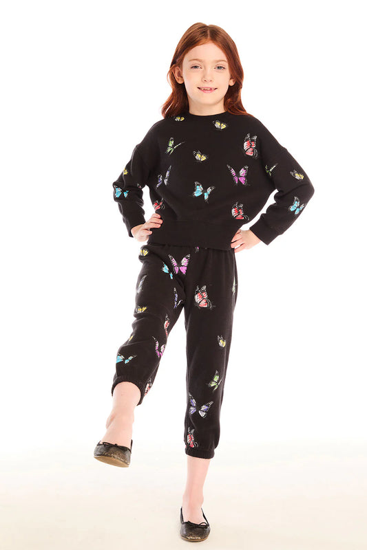 Slouchy Pant- Black Butterfly