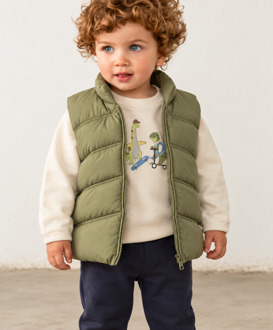 Dino Sweat Vest Set- Green