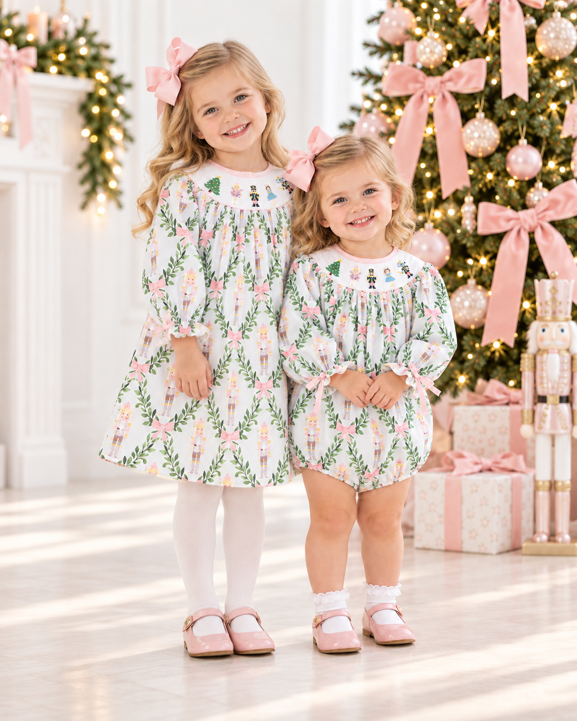 Girls Smocked Bubble- Pink Nutcracker Ballet