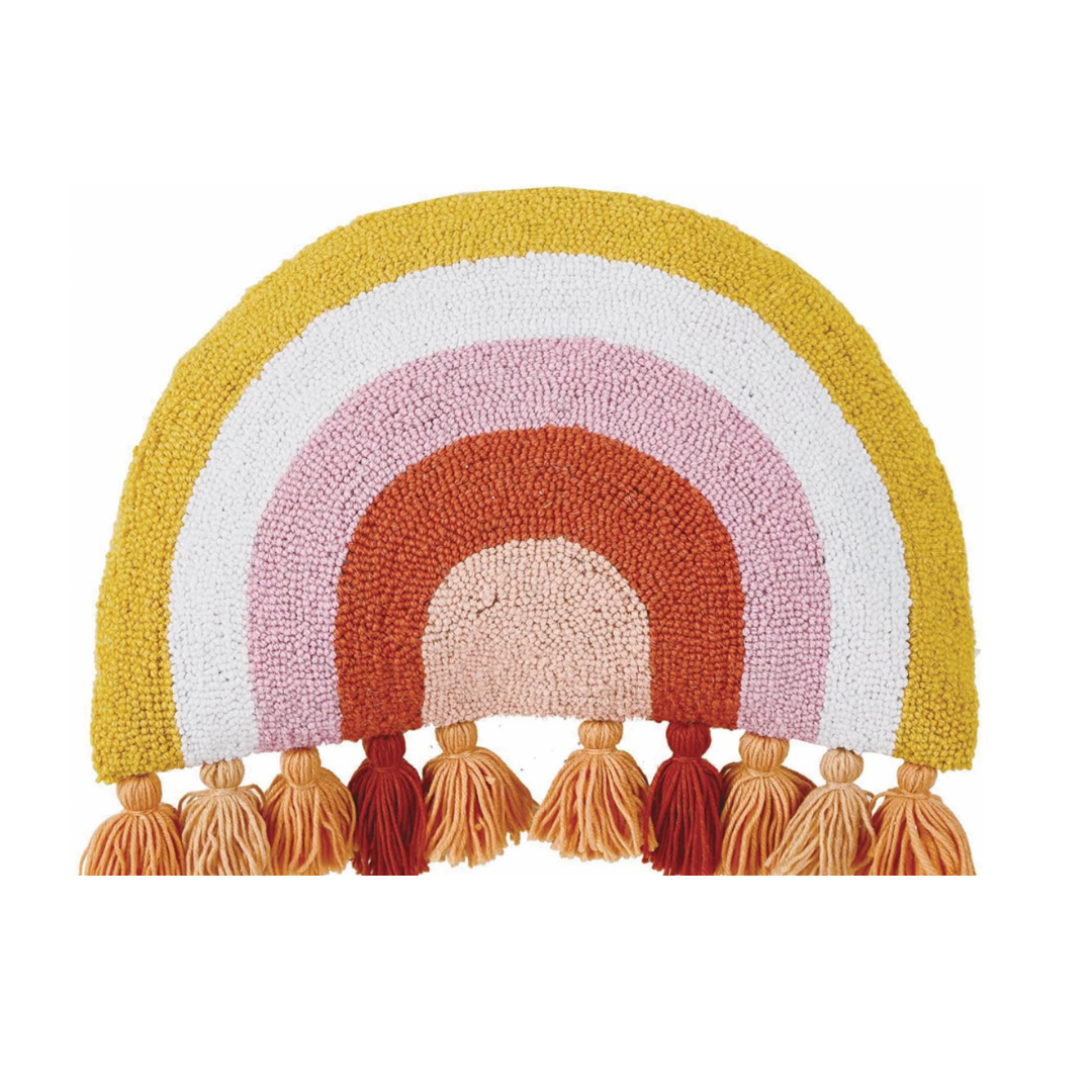 Warm Rainbow With Tassels Pillow