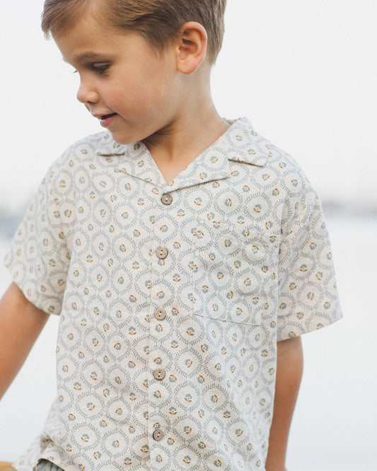 Collar Shirt- Green Fleur