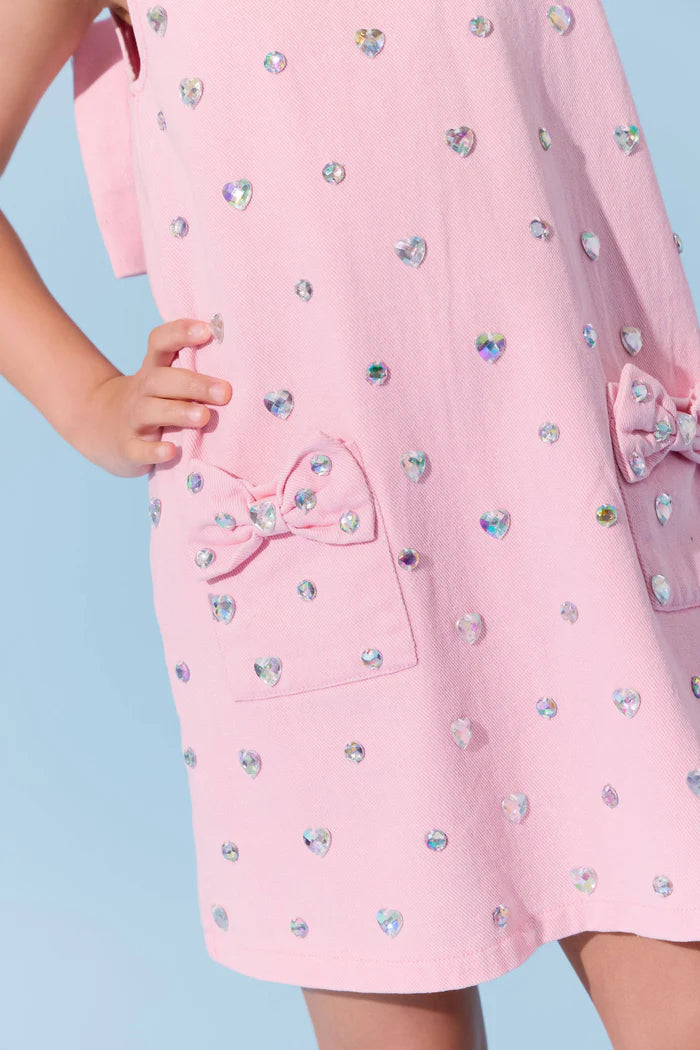 Pink Crystal Denim Dress