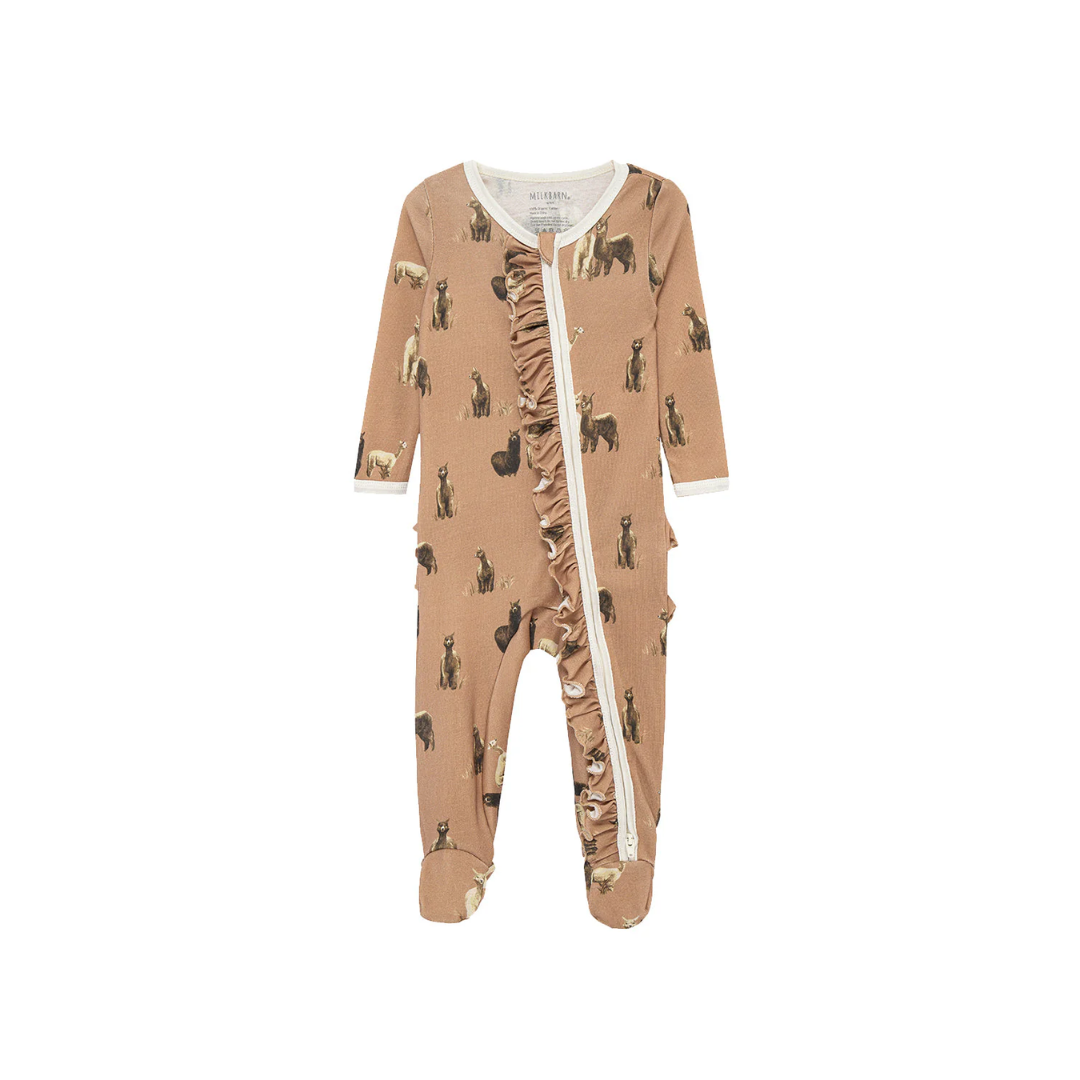 MB Ruffle Zip Footie - Alpaca