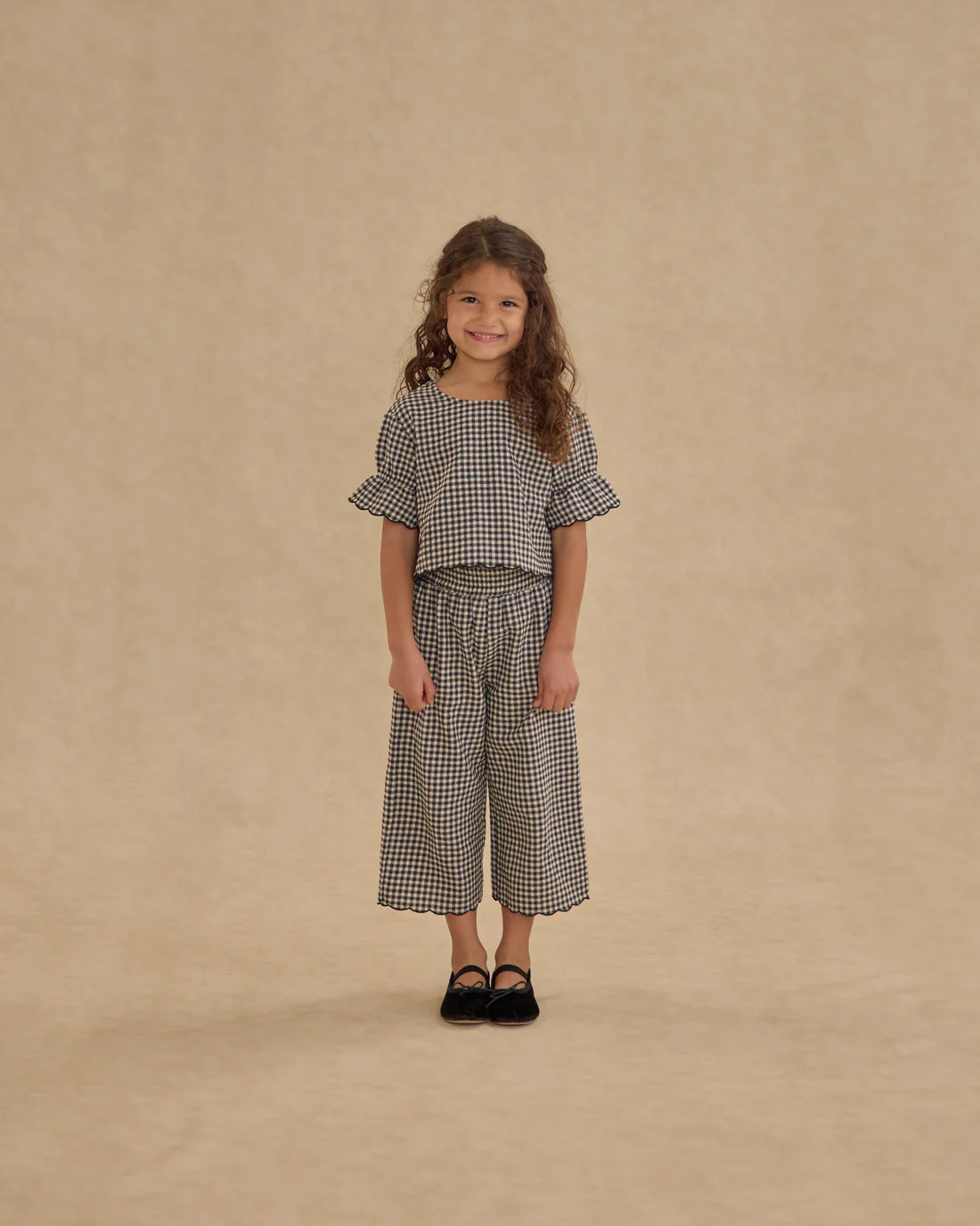 Wide Leg Pant- Black Gingham