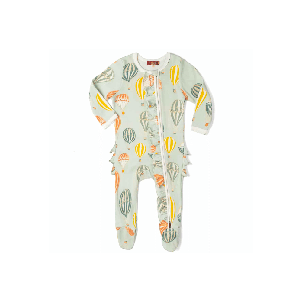 MB Ruffle Zip Footie - Vintage Balloons