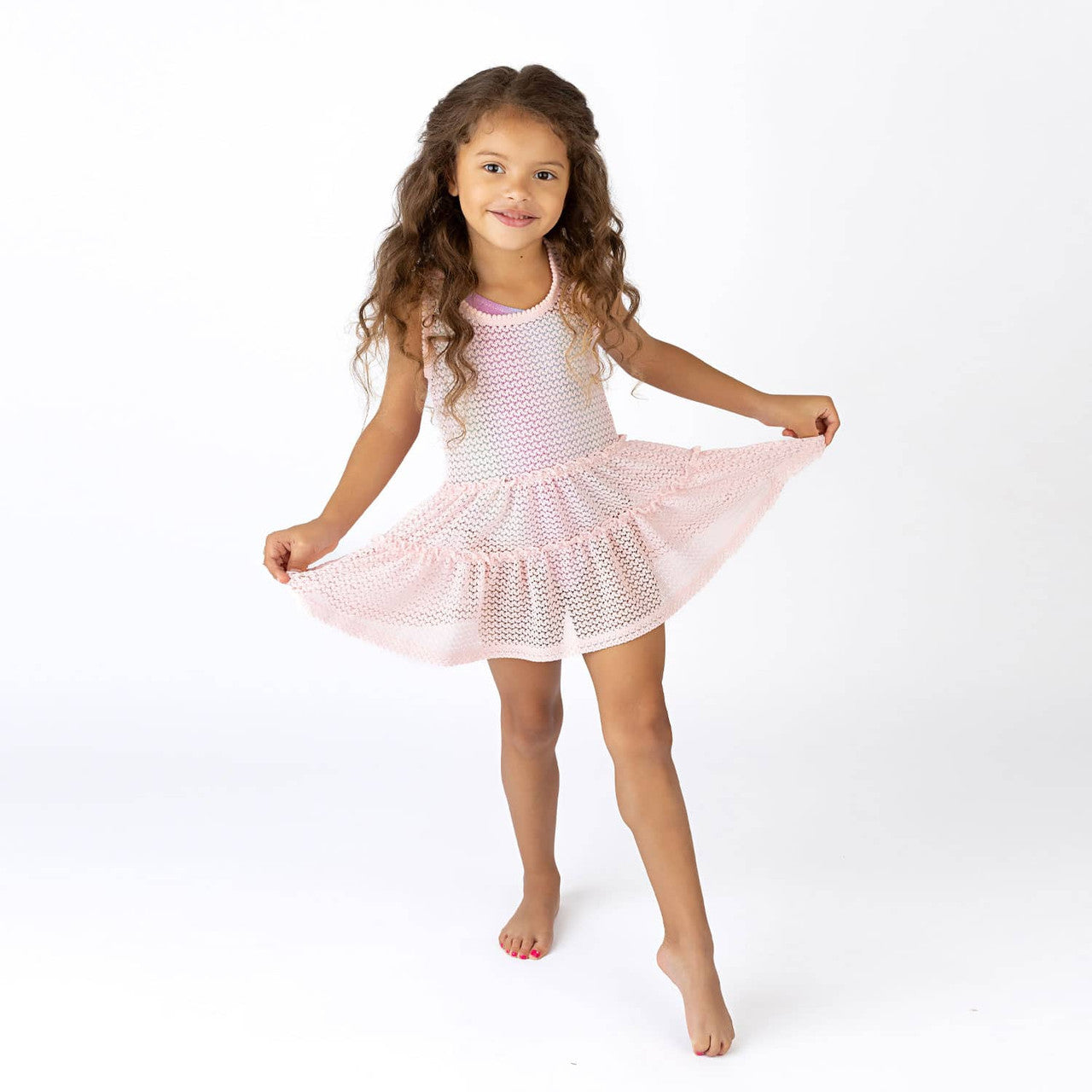 Crochet Tank Dress- Pink