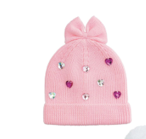 Rhinestone Beanie- Pink Hearts
