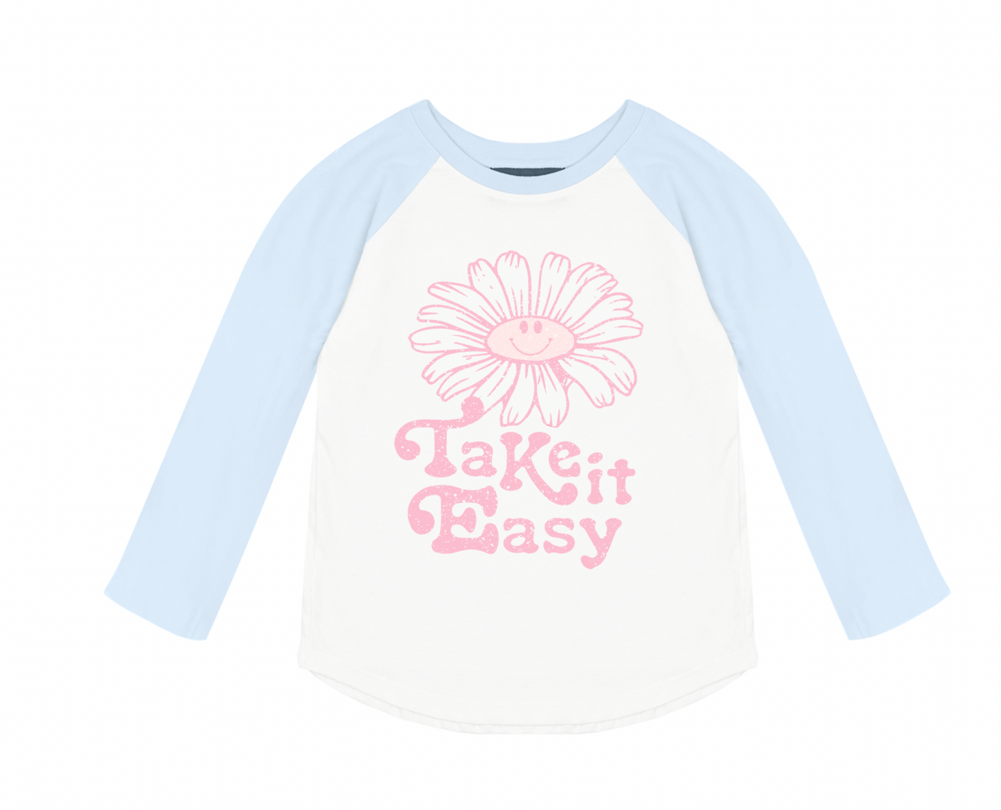 Take It Easy Raglan Tee- Nat/Blue