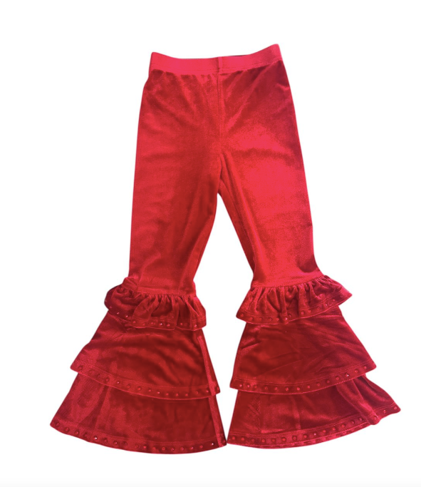Ruffle Bell Pant- Red