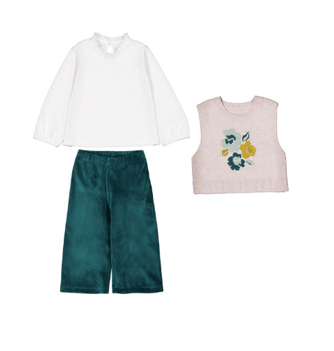 Flower Sweater Set- Green
