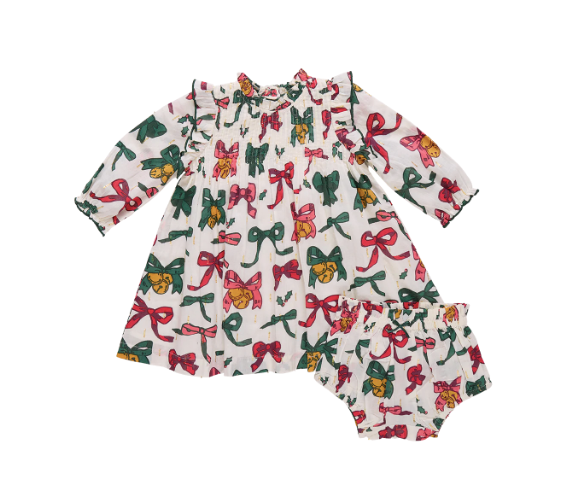 Baby Jaipur Dress- Christmas Bows & Bells