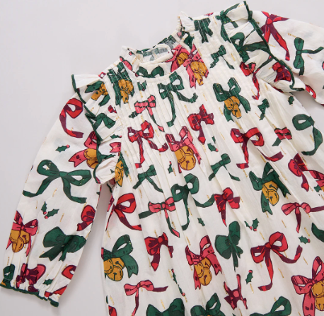 Baby Jaipur Dress- Christmas Bows & Bells