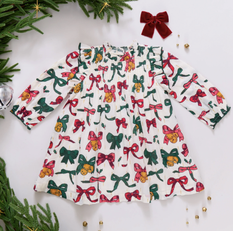 Jaipur Dress- Christmas Bows & Bells