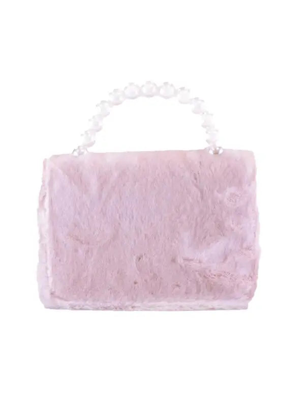 Pink Bow & Floral Furry Purse