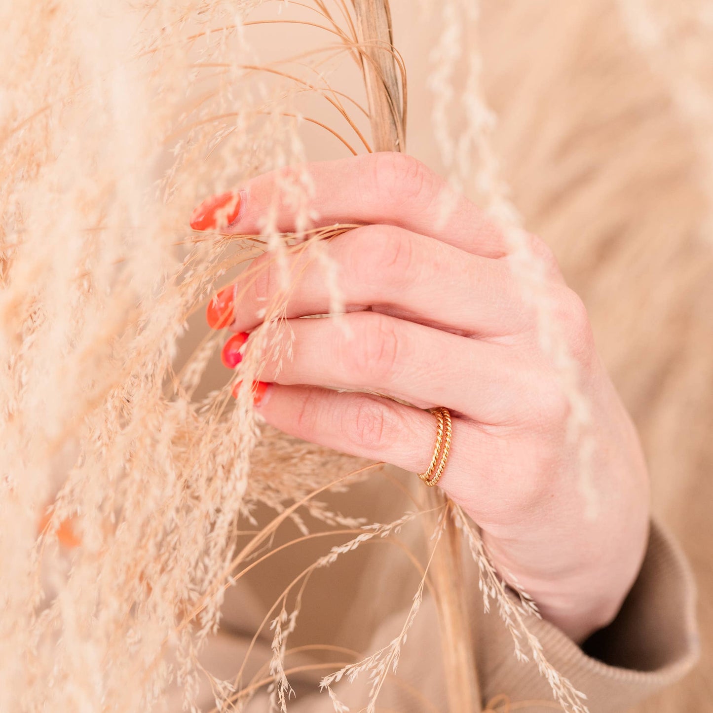 Gold-Plated Twisted Band Stackable Ring