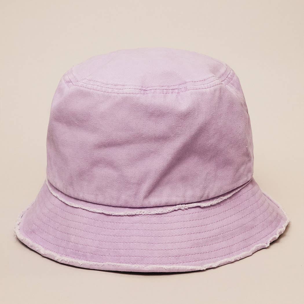 Frayed Denim Bucket Hat - Lavender