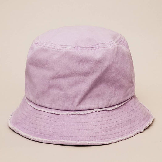 Frayed Denim Bucket Hat - Lavender