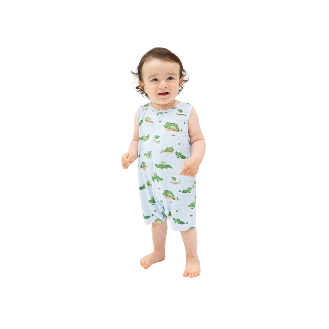 AD Shortie Romper - Blue Alligator