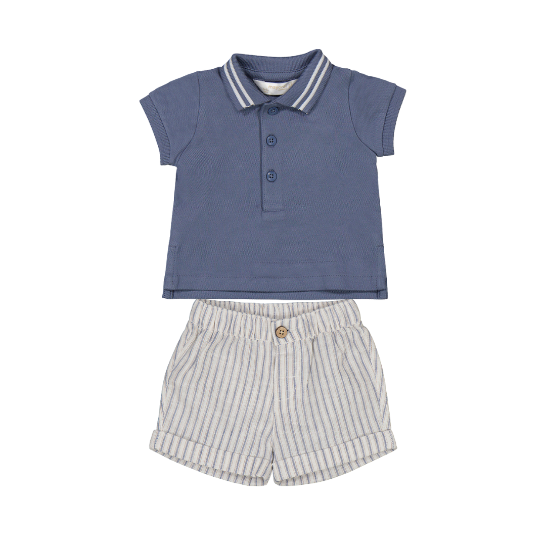 Baby Boy Short Set- Blue/Natural 1208/190