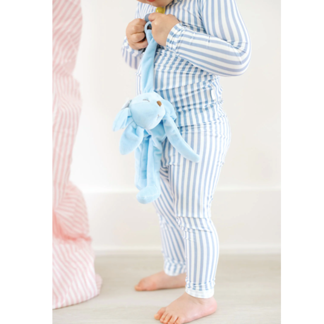 Sleep Romper - Lt Blue Mini Stripe